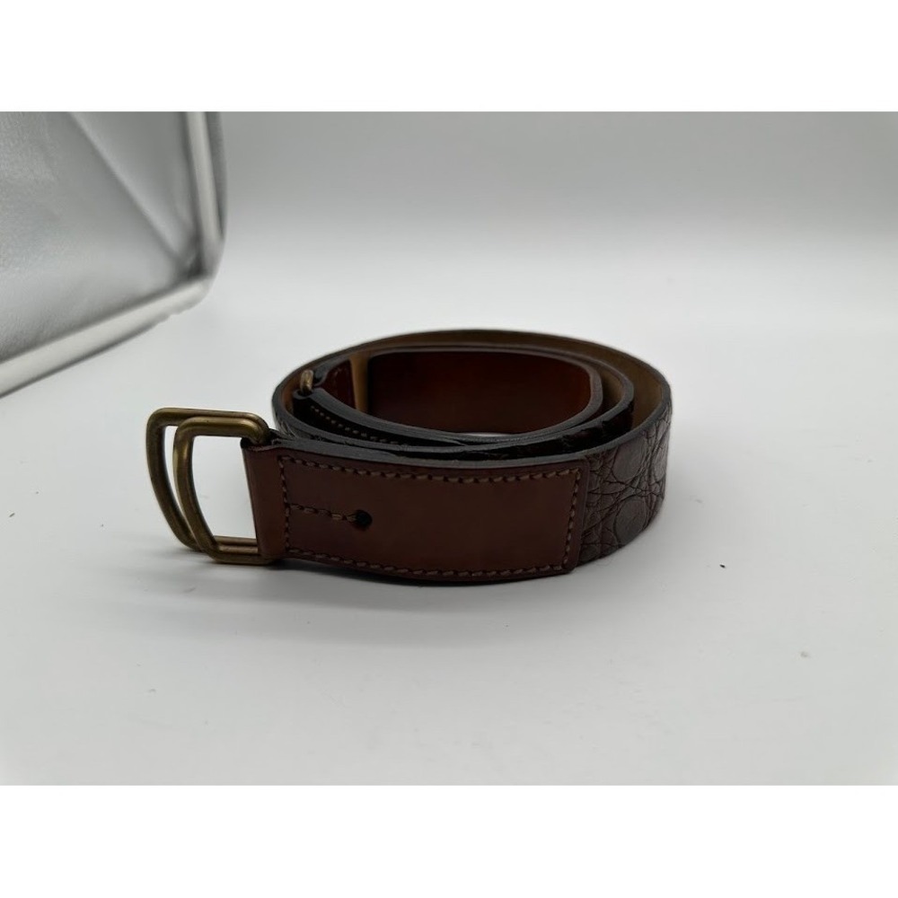 Trafalgar Mens Brown Genuine Crocodile Leather Belt Italy Brass D-Ring 32 80